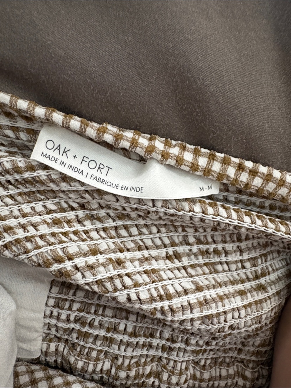 OAK + FORT Brown Gingham Halter Crop Top - Picture 5 of 7